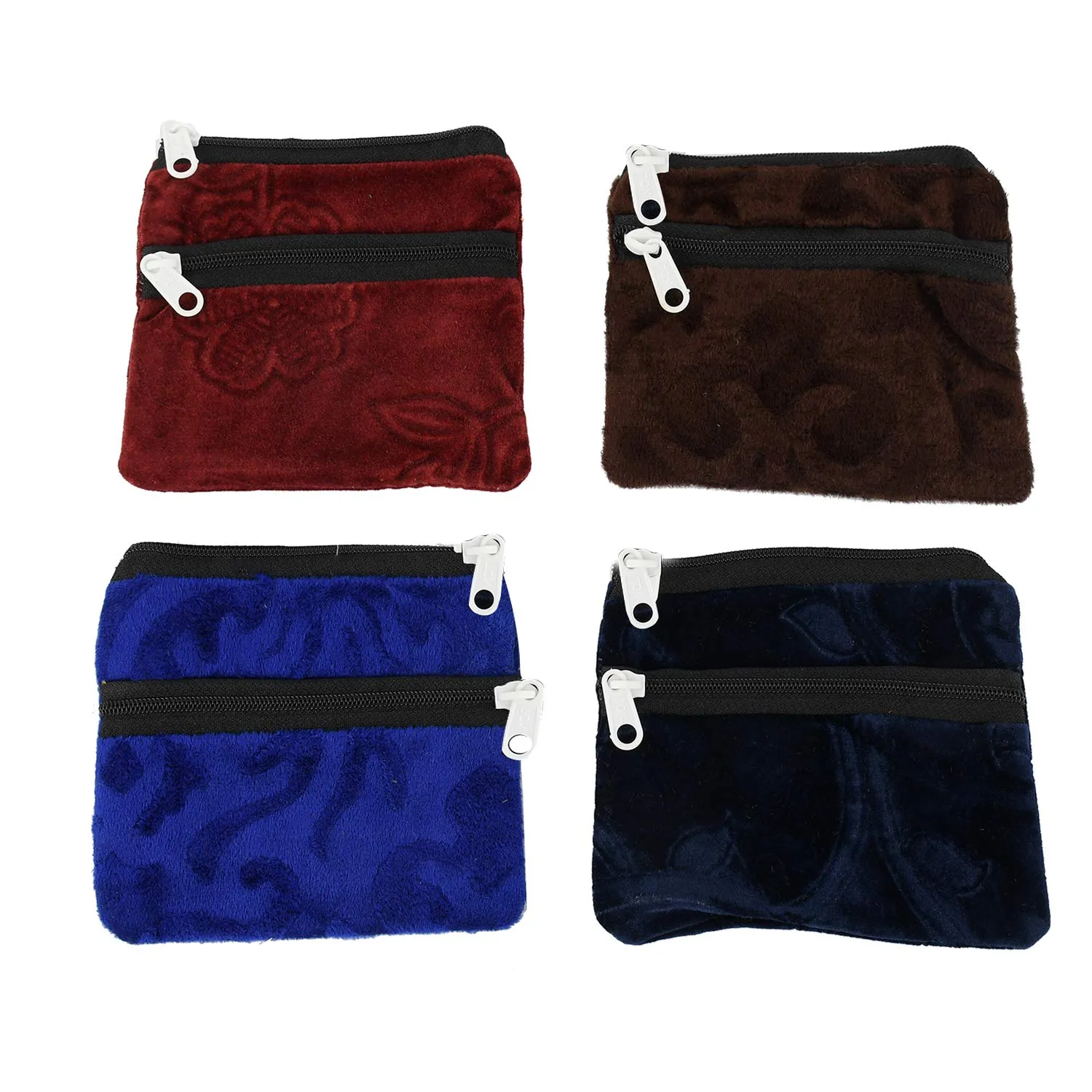 Kuber Industries Velvet 24 Pieces Women Cloth Handy Purse/Coin Pouch/batwa/Wallet with Two Zipper (Multi) -CTLTC039158