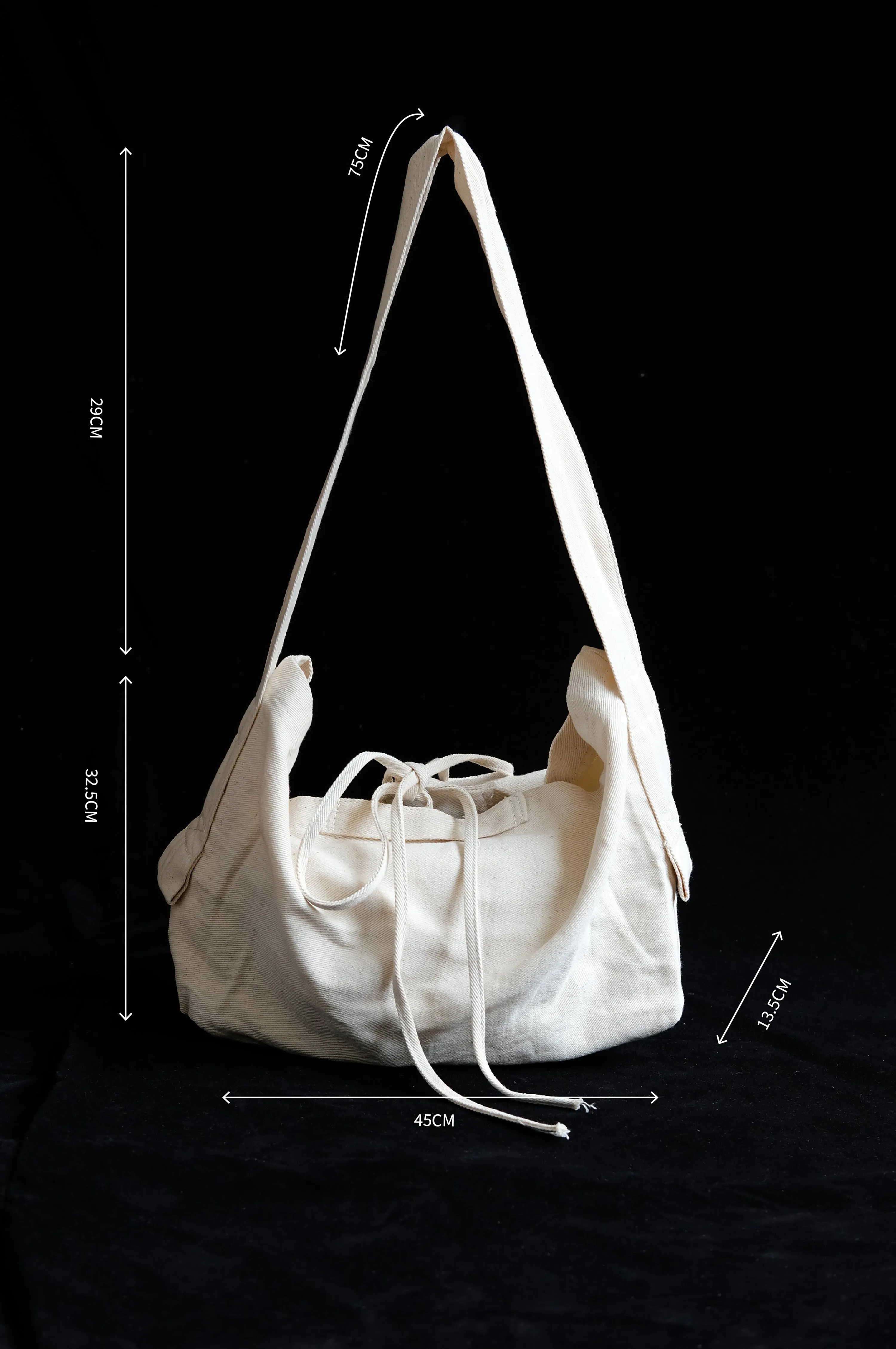 Lace canvas bag cream white