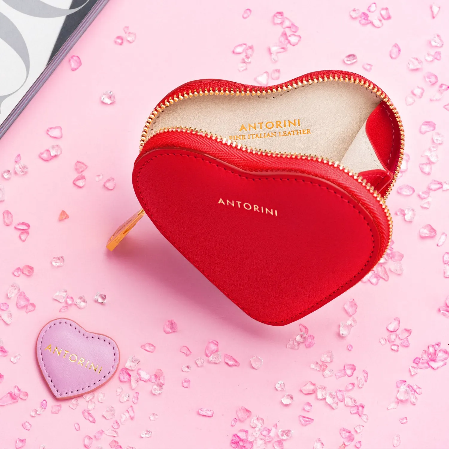 Leather Heart Purse ANTORINI in Red