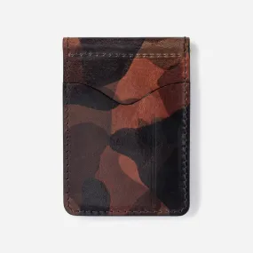 Leather Wallet with Money Clip in Cognac Camo