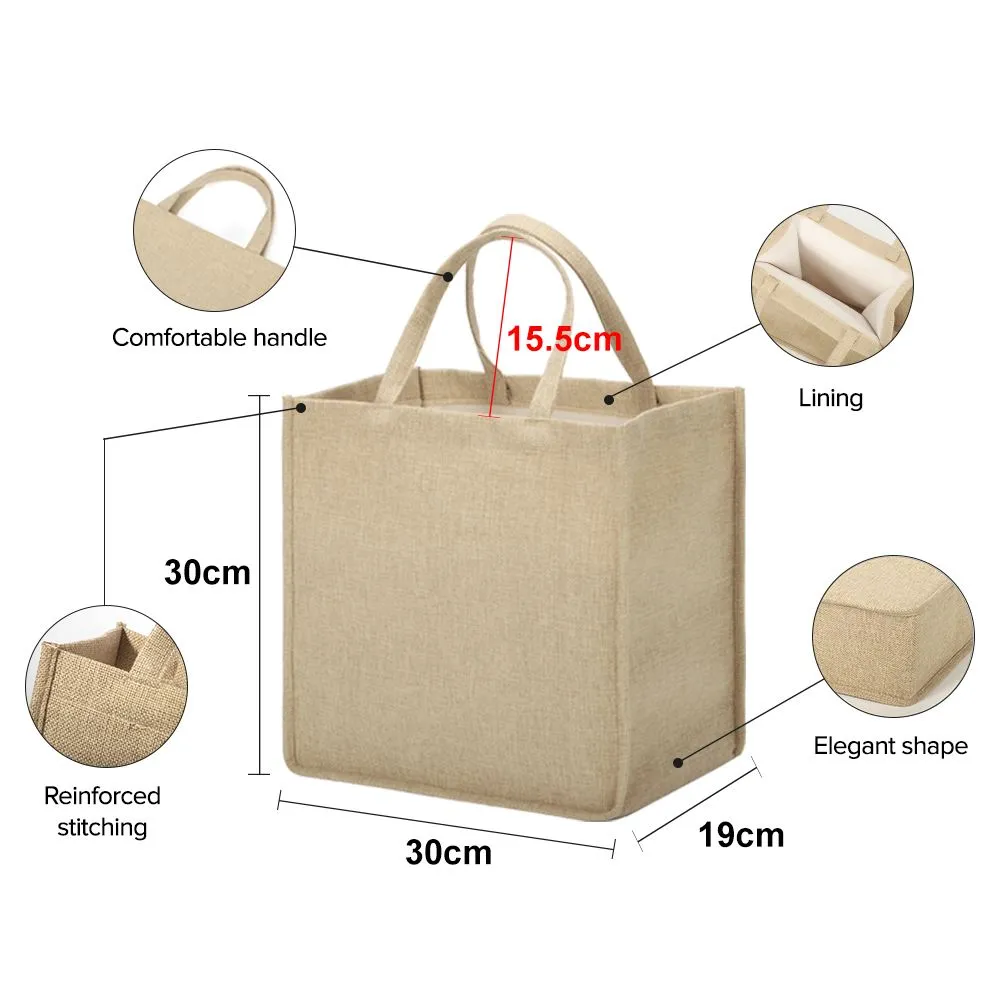 Linen Tote Bag Natural - 30 x 30 x 19 cm