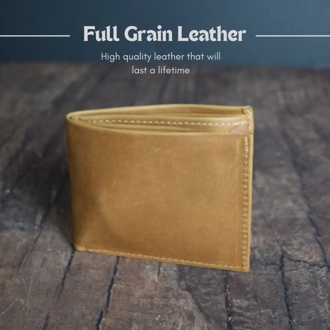 Mahogany Full Grain Genuine Leather Men's Wallet with Card Holder by World Orphans