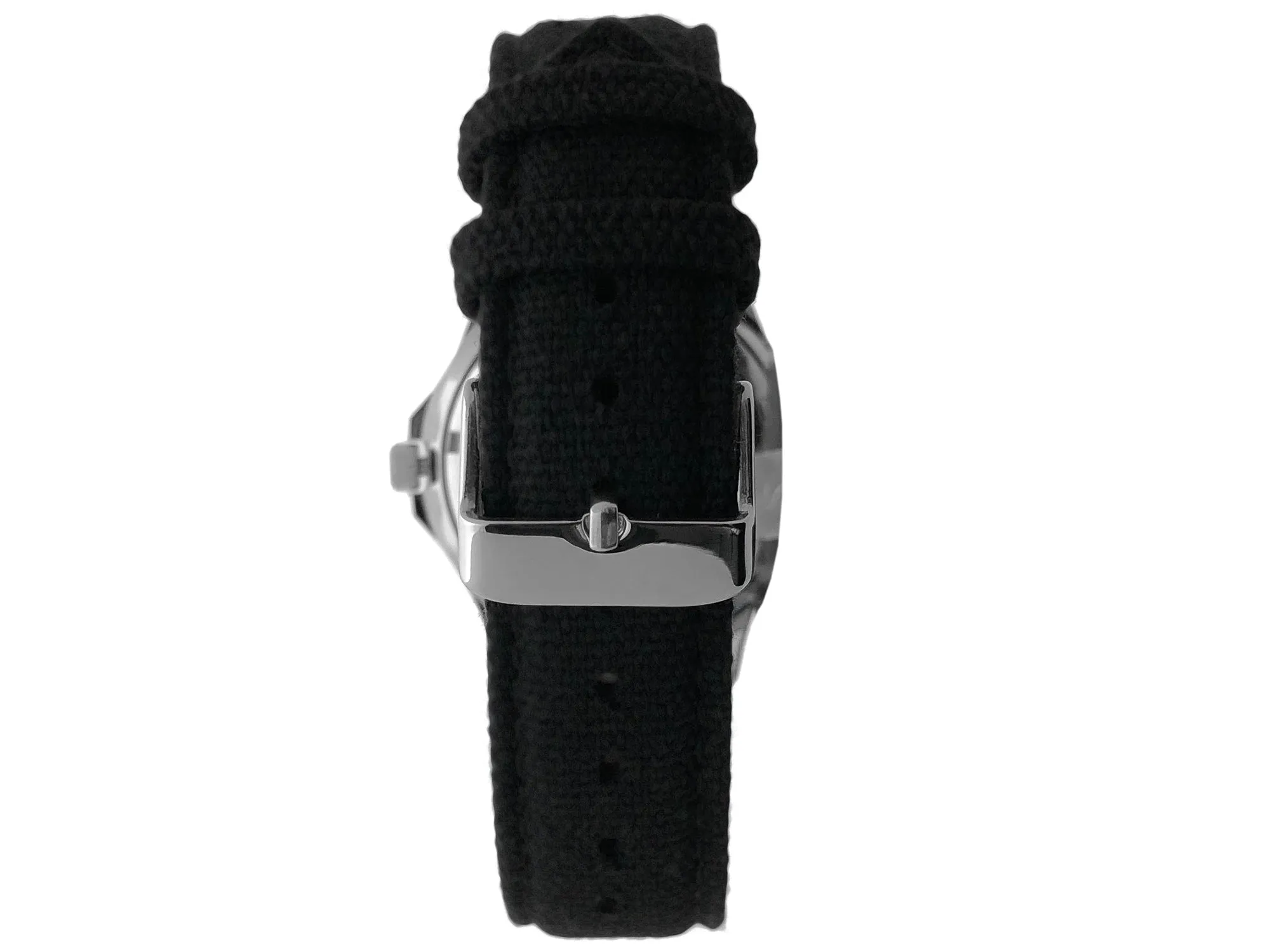 Men 40mm Military White Dial Calendar Watch with Canvas Strap