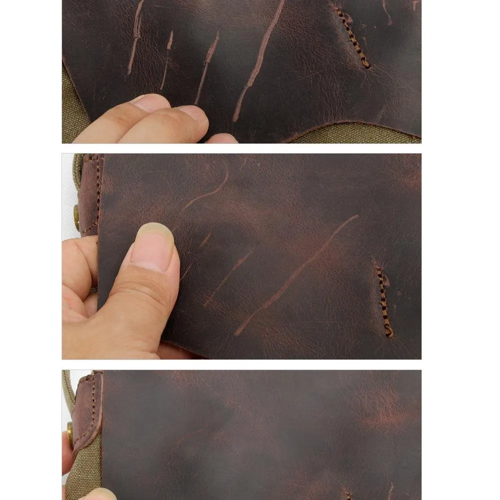 Mens Convertible Leather School Backpack Sling Bag