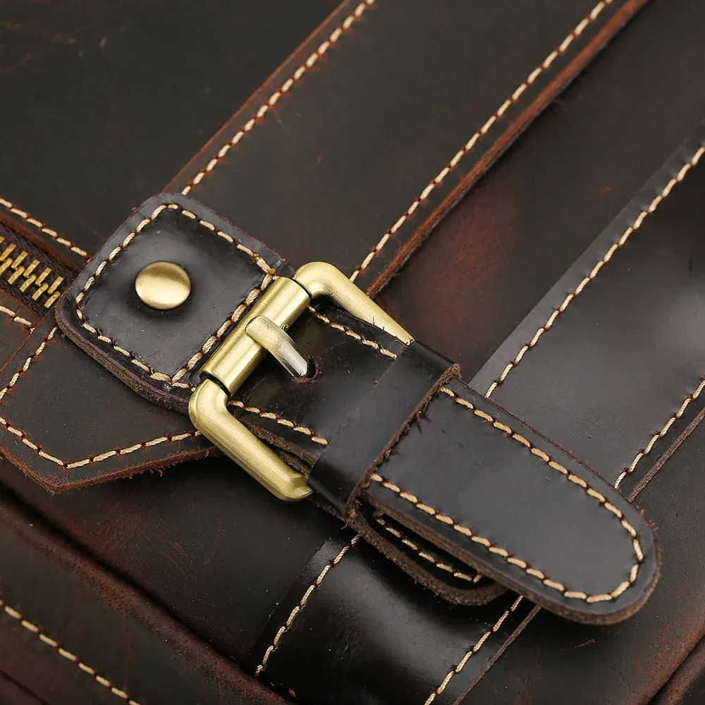 Mens Convertible Leather School Backpack Sling Bag