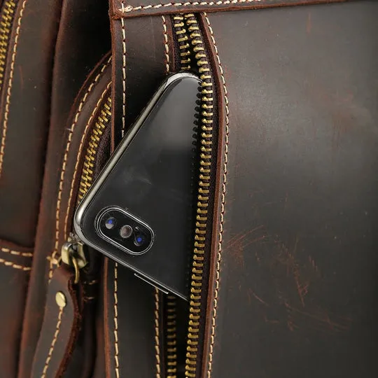 Mens Convertible Leather School Backpack Sling Bag