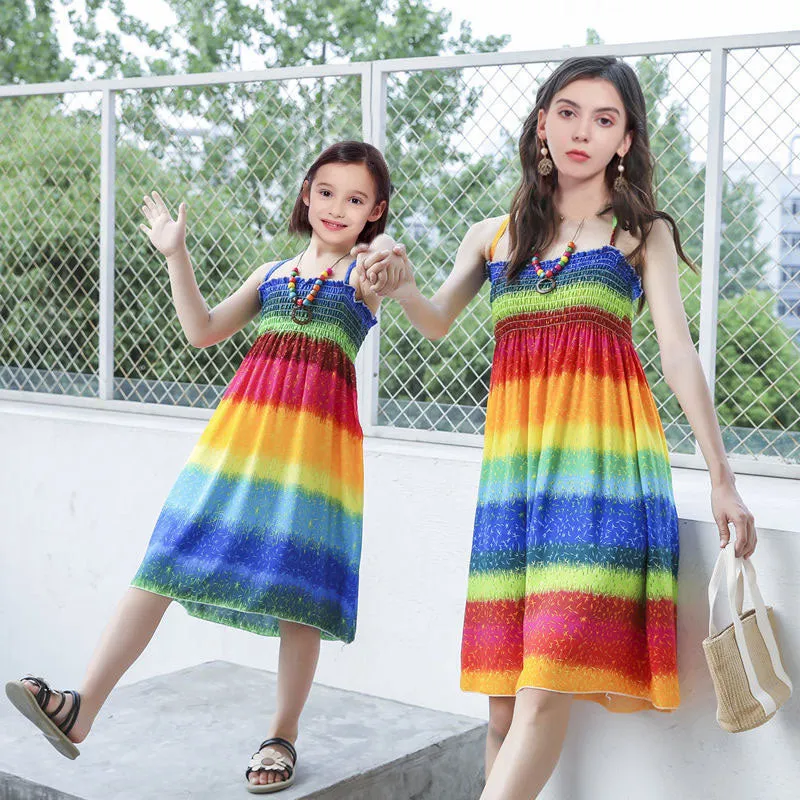 Mommy and me Rainbow Sling Bohemia Beach dresses
