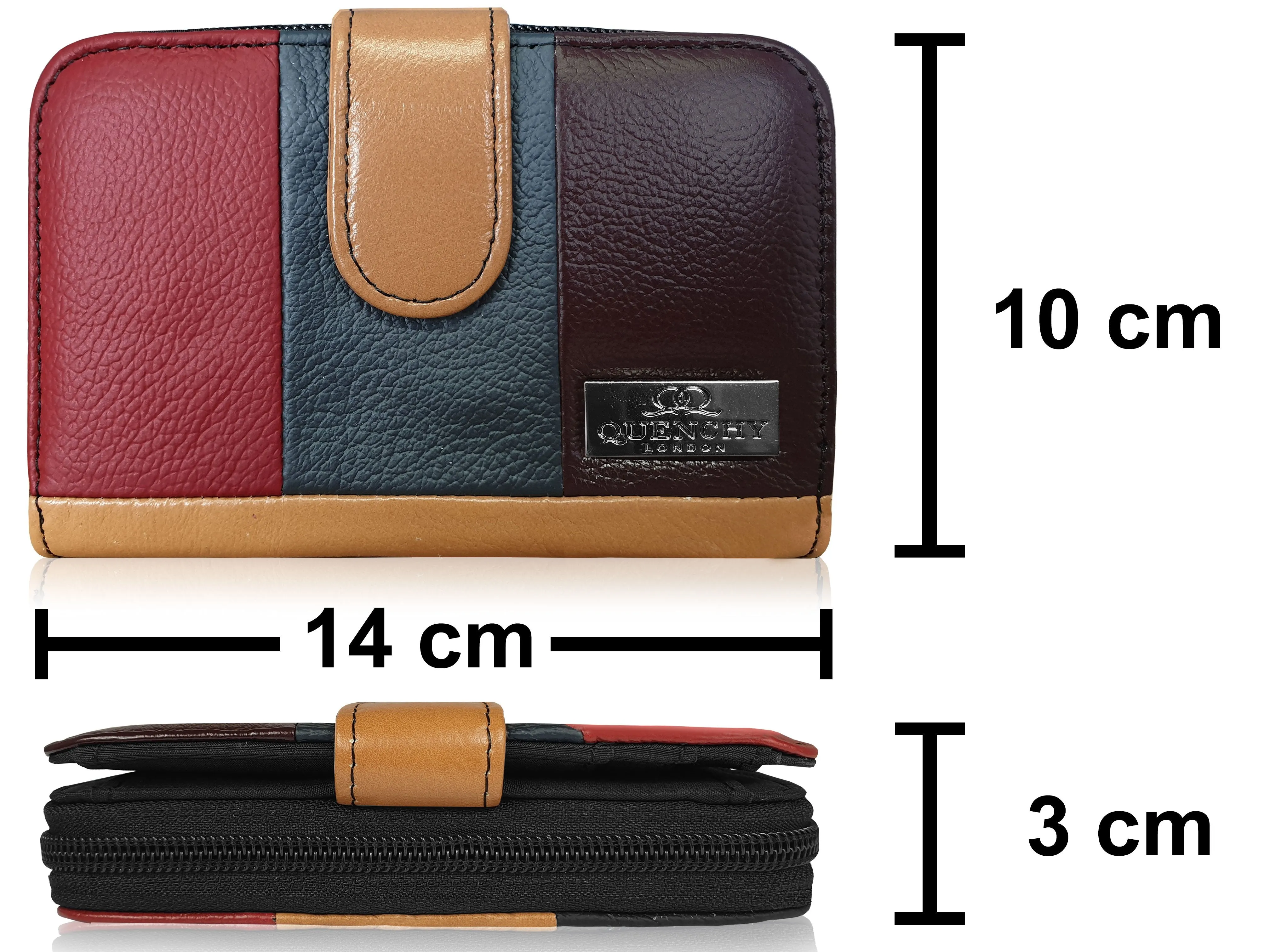 Real Leather Ladies Purse - Multi Coloured, Designer, RFID Blocking