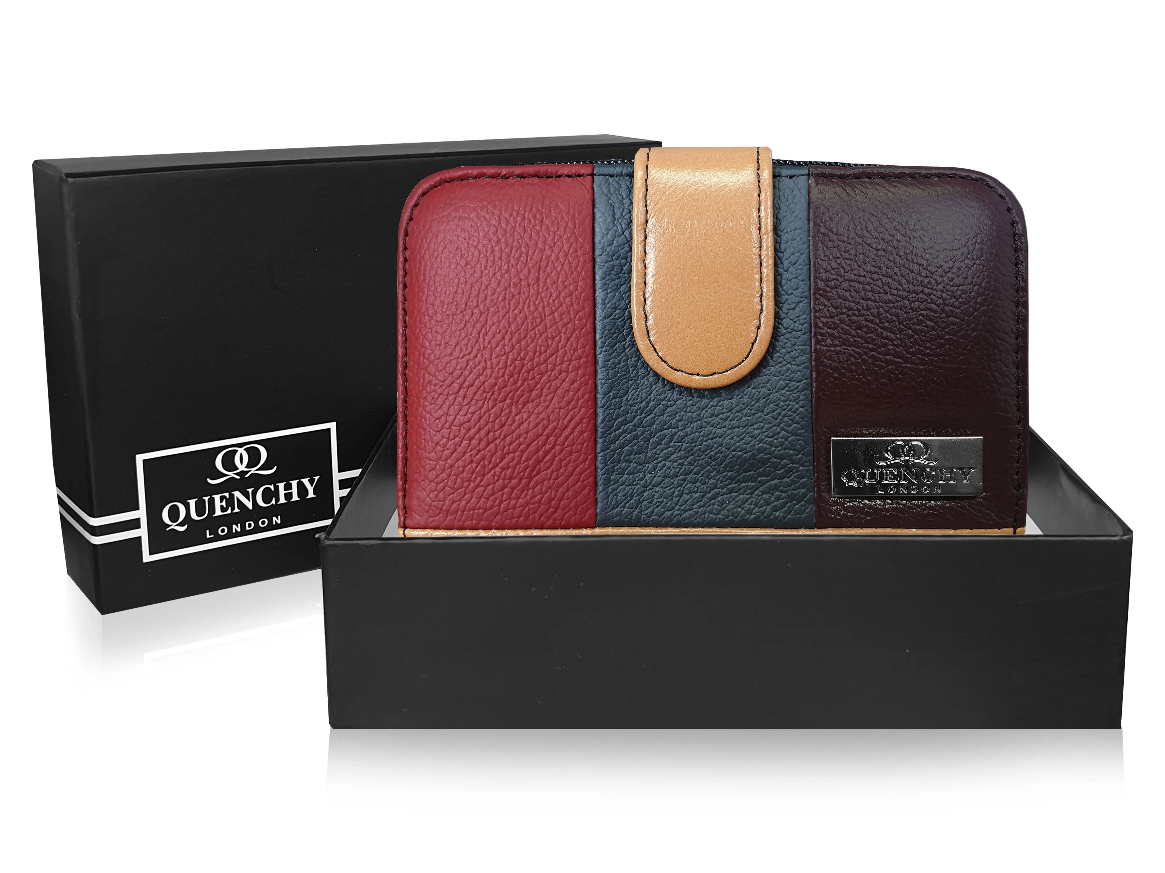 Real Leather Ladies Purse - Multi Coloured, Designer, RFID Blocking