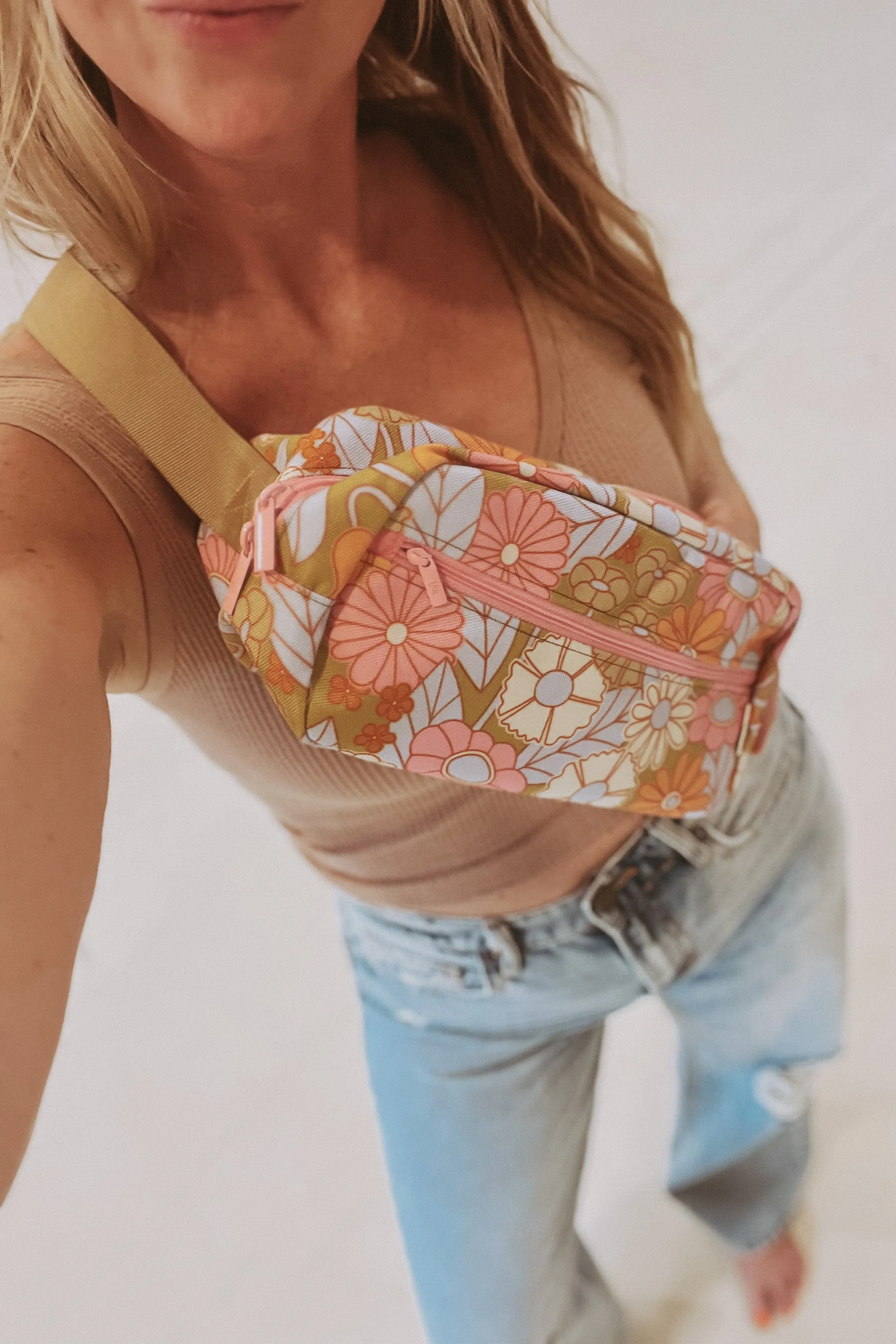 Retro Flower Canvas Hip Bag