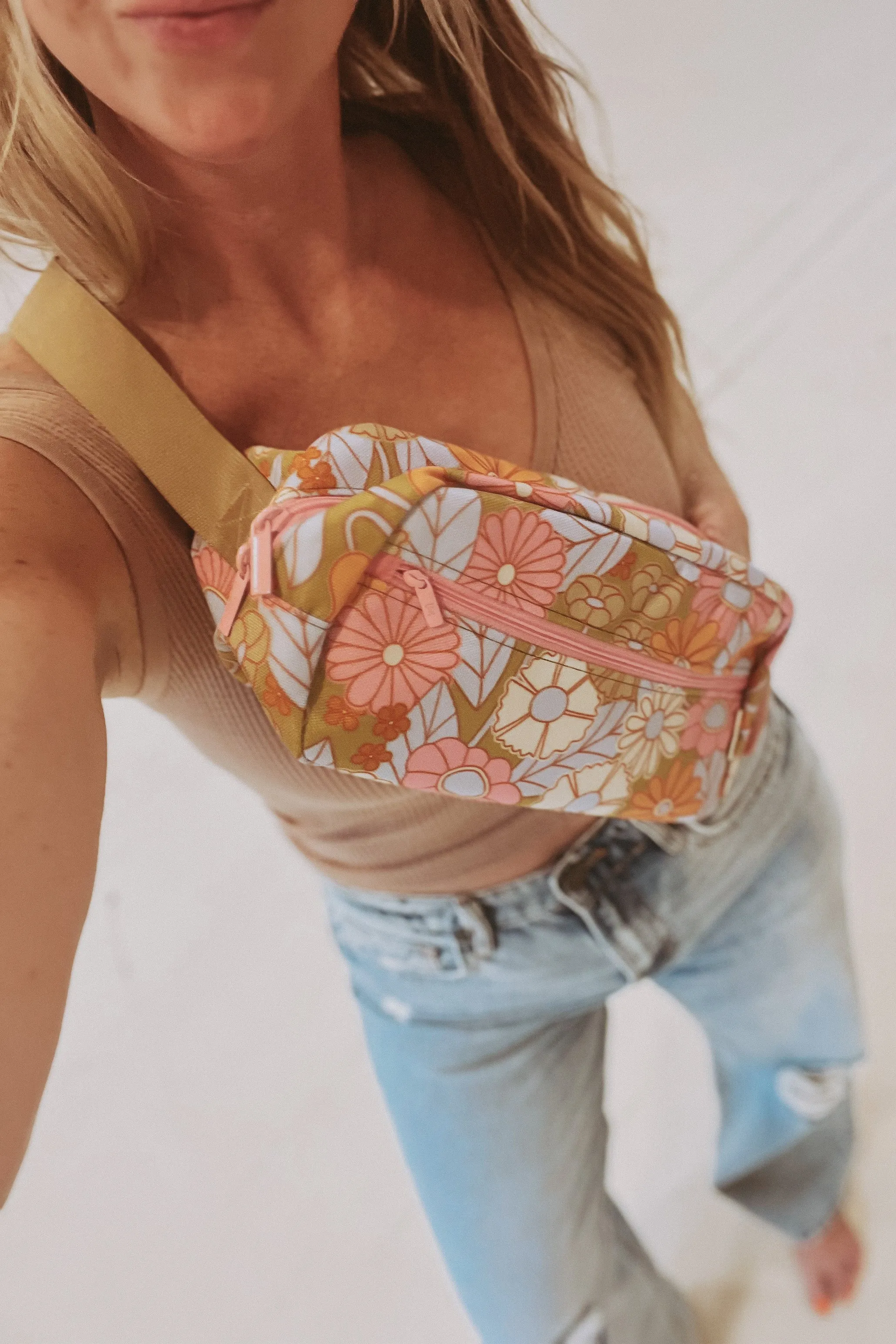 Retro Flower Canvas Hip Bag