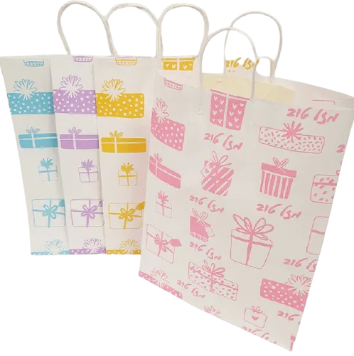 Solid colored "good luck" paper bag 42X31 cm