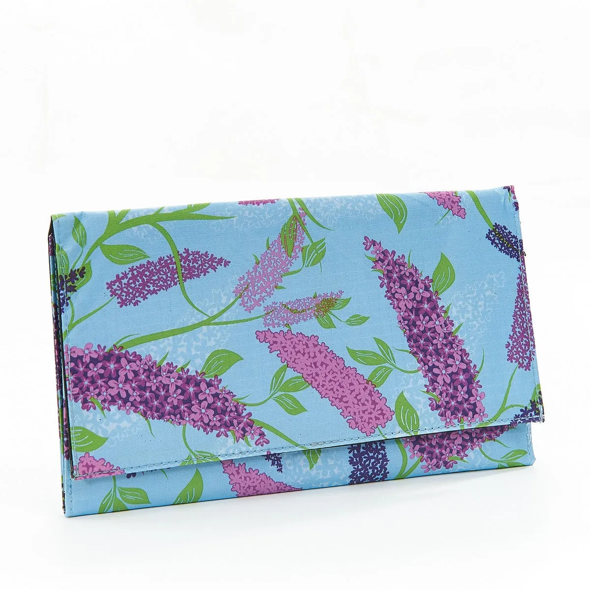 Travel Document Wallet by Eco Chic Waterproof & Durable Fabric Buddleia Design - Blue