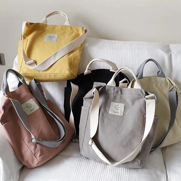 Vintage Upcycle Casual Patchwork Large Canvas Shoulder pink Bag