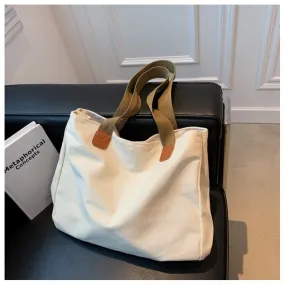 Wenkouban New Big Tote Bag Women Casual Pure Color Canvas Bag For Women Simple Lady Handbags Shoulder Bag Shopping Bag Bolsa Feminina