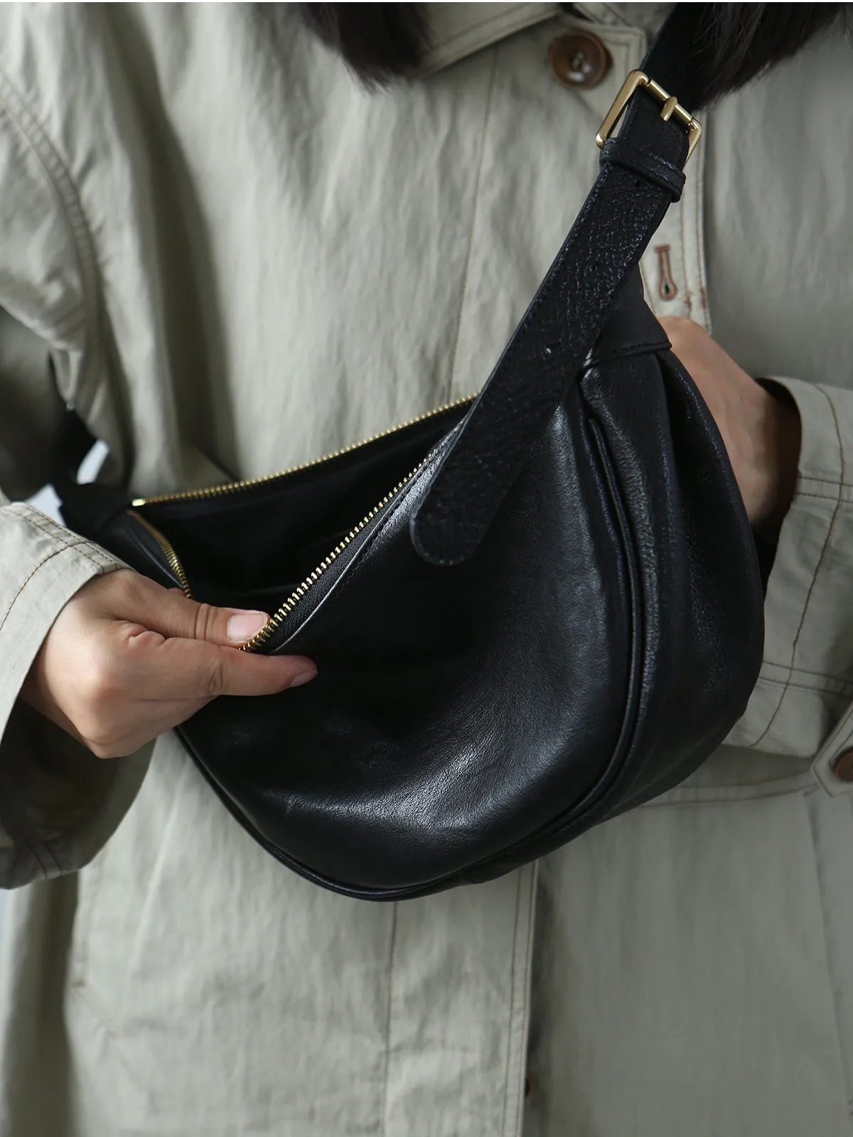 Womens Small Black Leather Crossbody Bag Black Over The Shoulder Bag