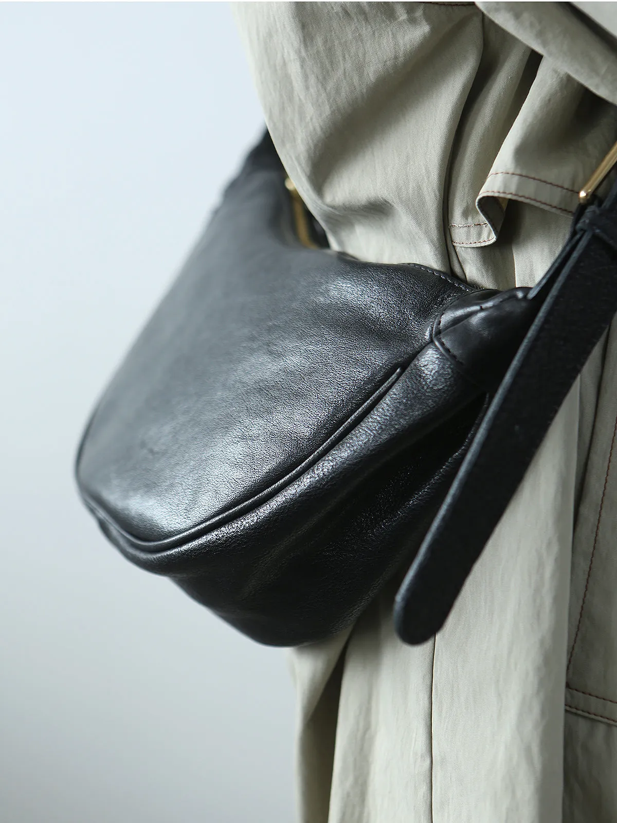 Womens Small Black Leather Crossbody Bag Black Over The Shoulder Bag