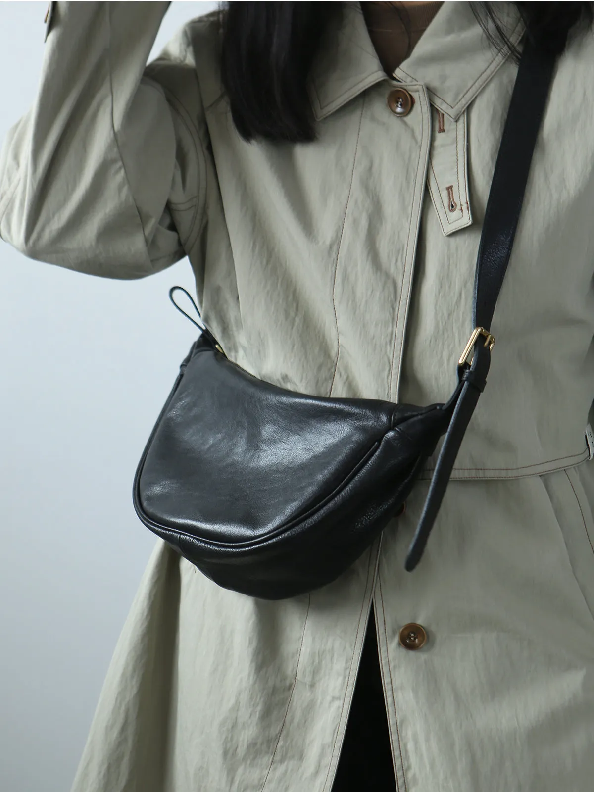 Womens Small Black Leather Crossbody Bag Black Over The Shoulder Bag