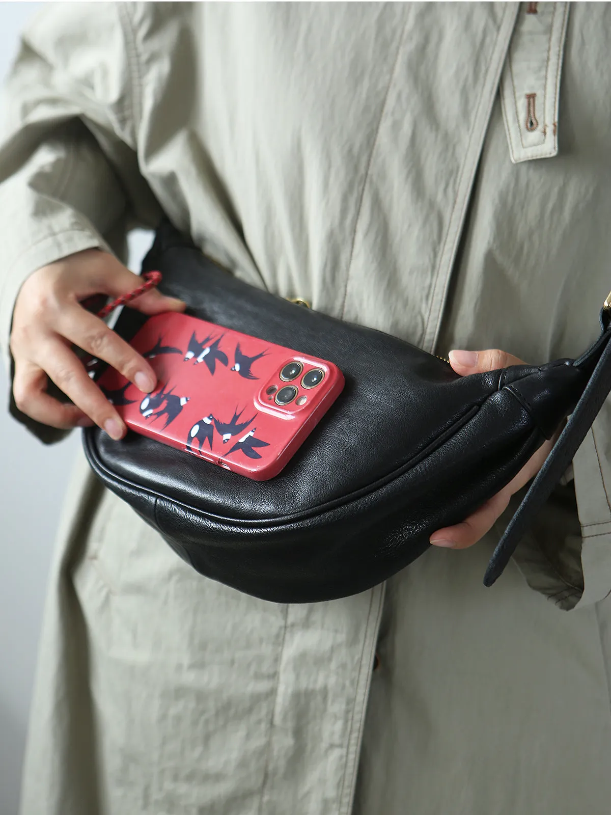 Womens Small Black Leather Crossbody Bag Black Over The Shoulder Bag