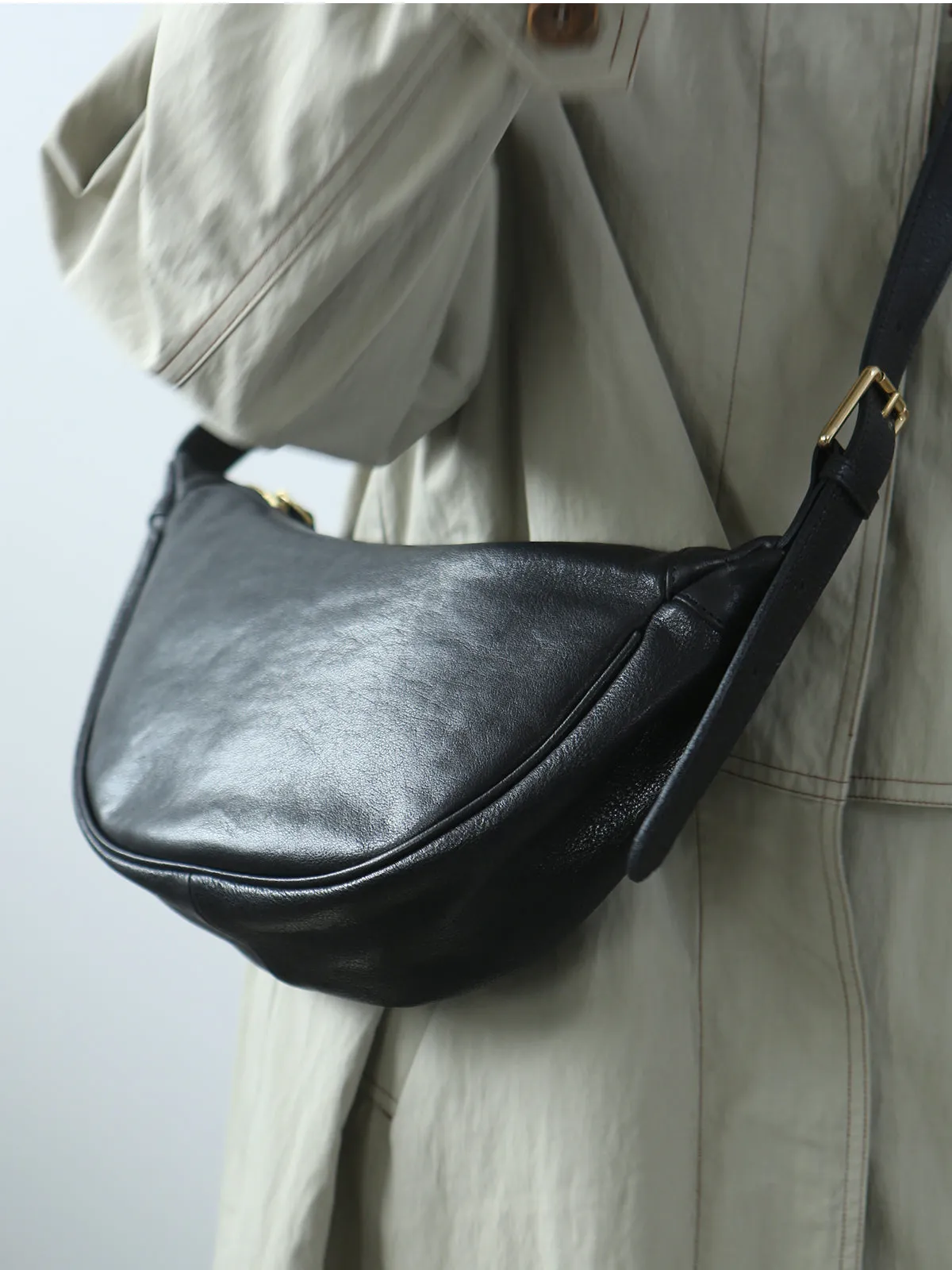 Womens Small Black Leather Crossbody Bag Black Over The Shoulder Bag