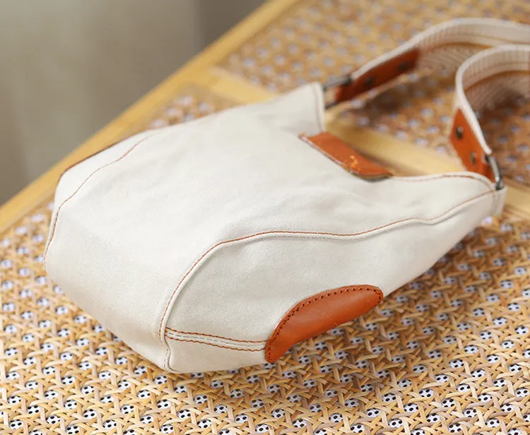 Womens Small Canvas Crossbody Bag Brown Shoulder Bag