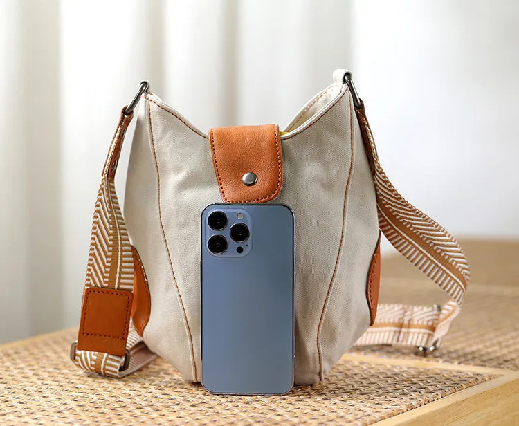 Womens Small Canvas Crossbody Bag Brown Shoulder Bag