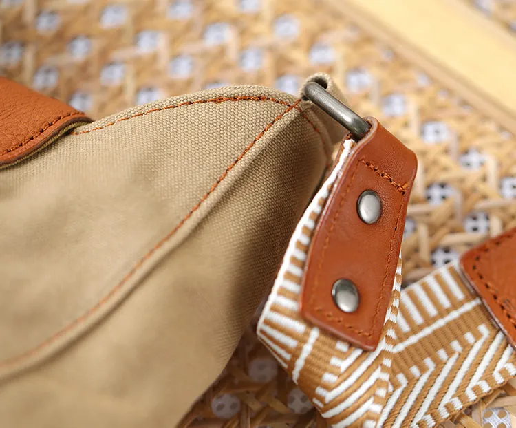 Womens Small Canvas Crossbody Bag Brown Shoulder Bag