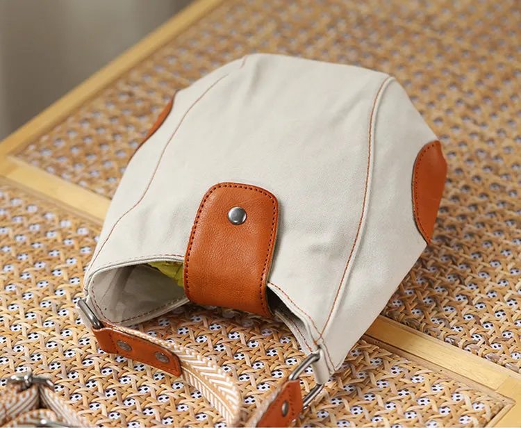 Womens Small Canvas Crossbody Bag Brown Shoulder Bag
